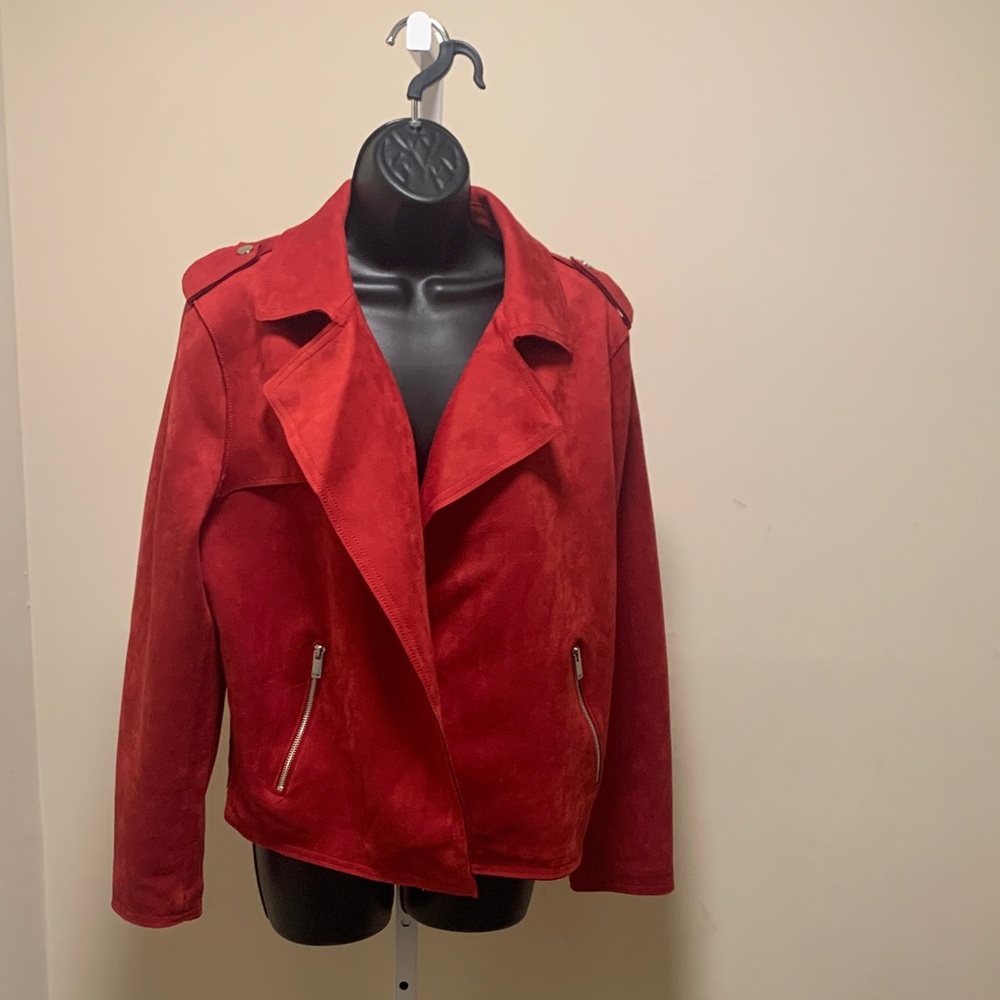 Women's Red faux Suede Jacket